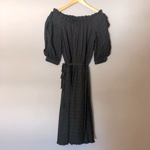 VINTAGE Eyelet black midi dress